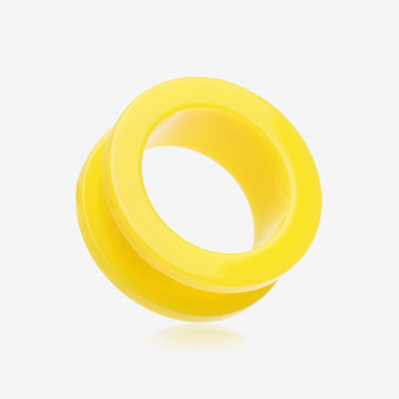 A Pair of Neon Colored UV Acrylic Screw-Fit Ear Gauge Tunnel Plug-Yellow